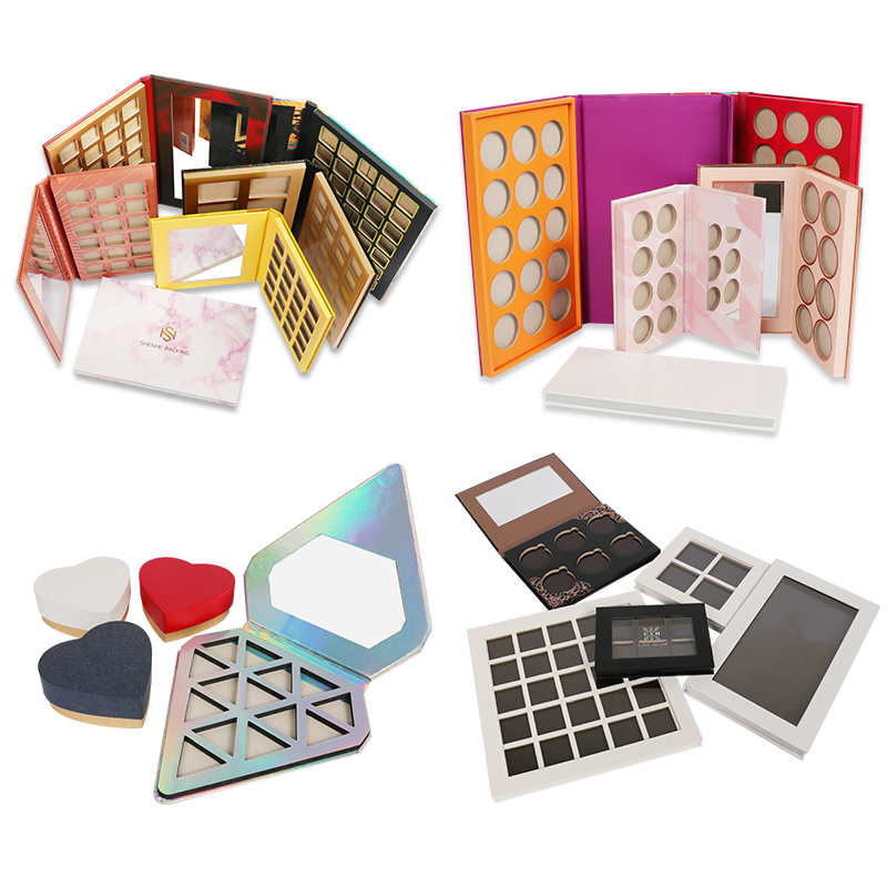 Velkoobchodní 6-dírkové DIY průhledné okénko prázdné kartonové palety balení tisk pro make-up přizpůsobitelné DIY pouzdro na oční stíny