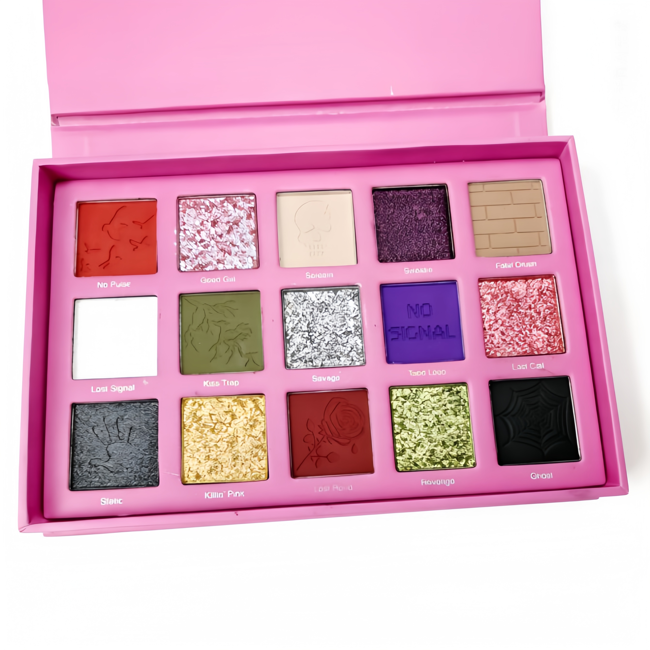 Vlastní magnetická překlápěcí pevná krabička na oční stíny s více dutinami, prázdná přenosná paleta na make-up, kosmetické pouzdro s reliéfem