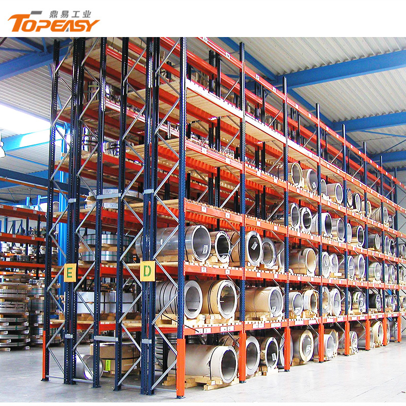 Topeasy Heavy Duty Steel Selective Paletový Regálový Systém s Dvojitou Hloubkou Výškově Nastavitelnou Modrooranžovou Pro Sklad