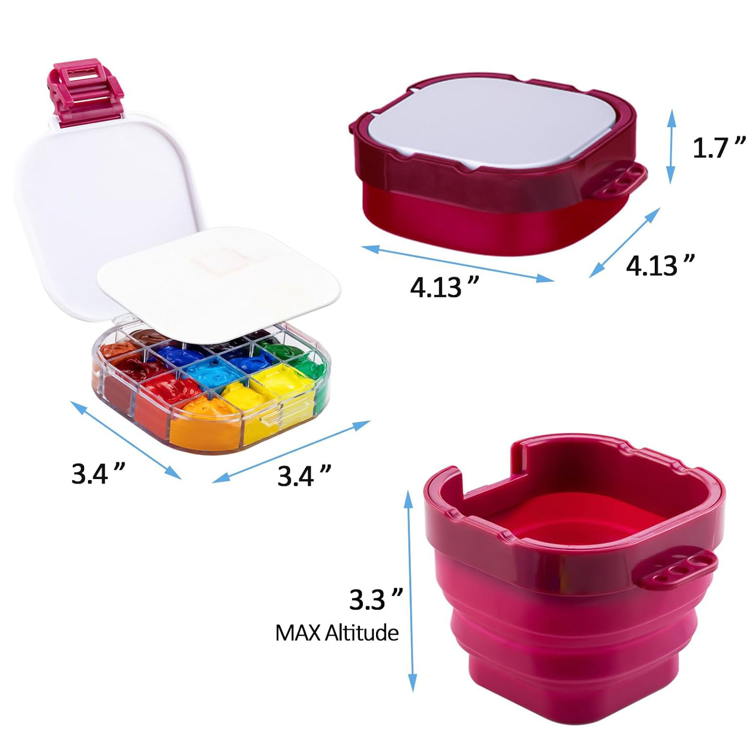 Přenosná paleta Xinyi Art, úložný box na palety, vzduchotěsná cestovní paleta s víkem a popruhem pro olejomalbu