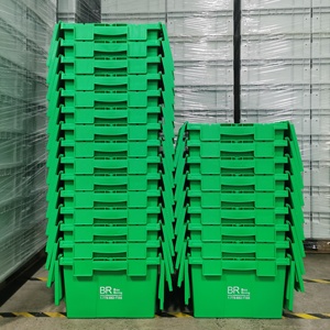 Velký logistický distribuční těžký sklad Supermarket Stohovatelné stohovatelné a hnízdo Obratové plastové skladovací bedny s víky