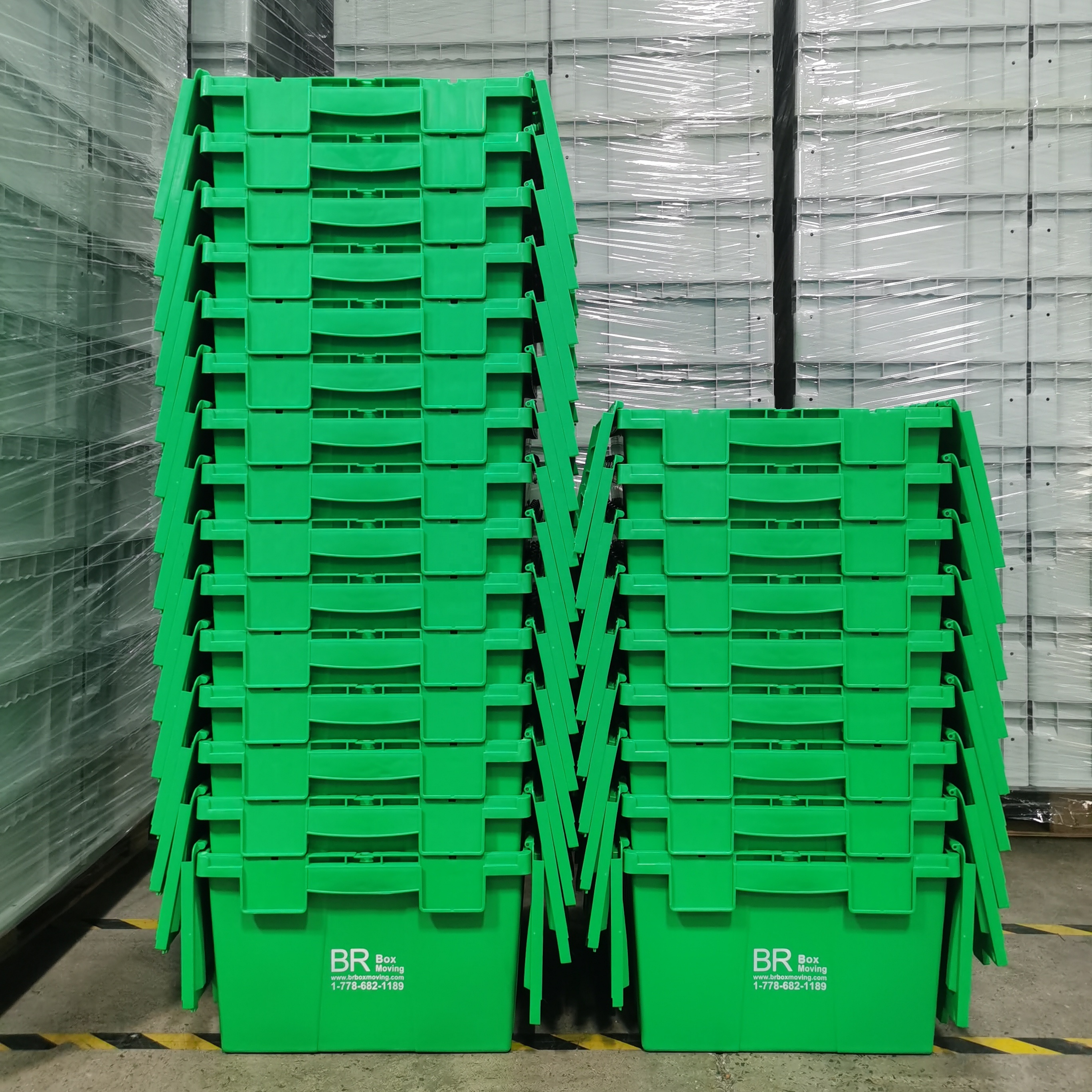 Velký logistický distribuční těžký sklad Supermarket Stohovatelné stohovatelné a hnízdo Obratové plastové skladovací bedny s víky