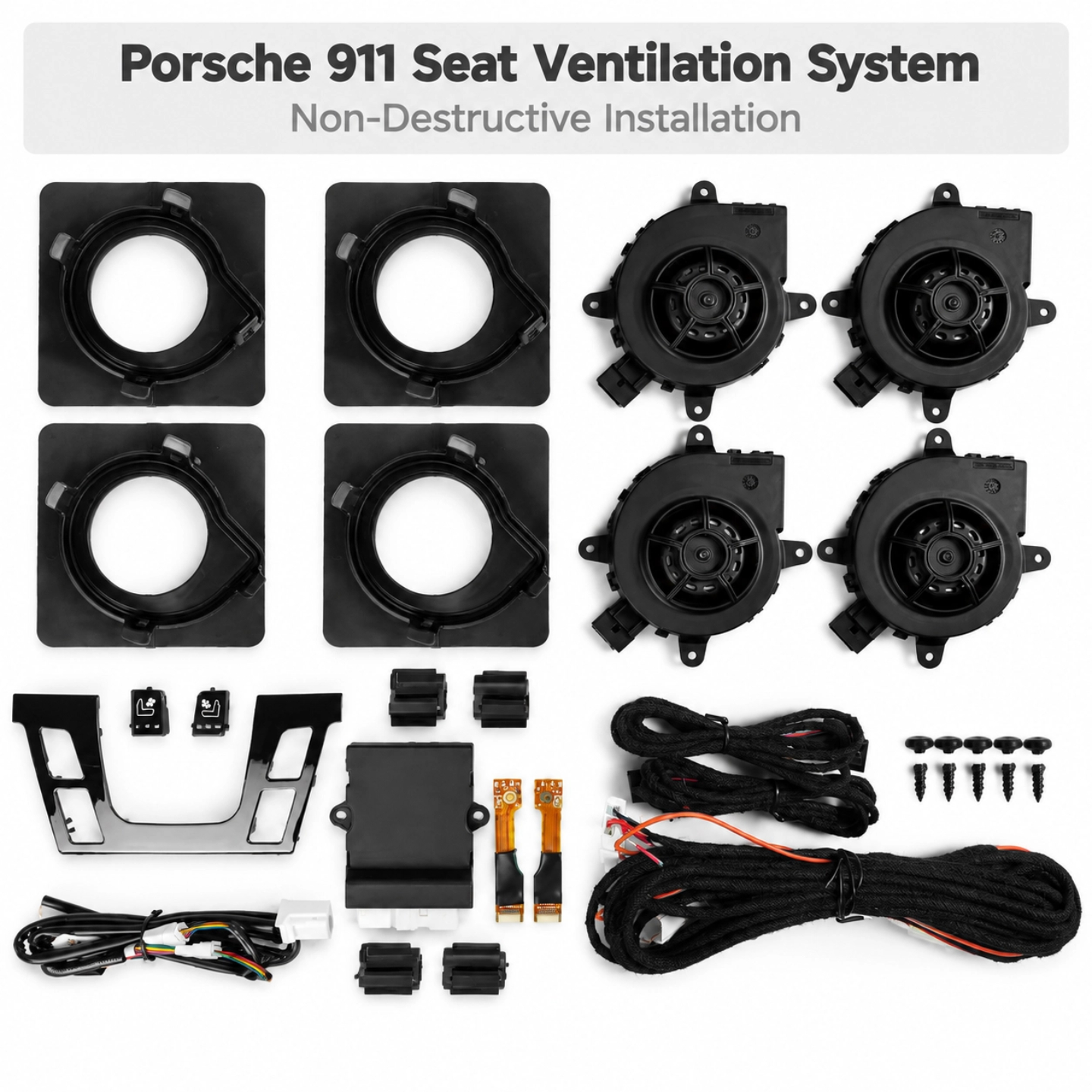 Ventilační systém autosedačky vhodný pro Porsche 911 12V 3stupňový chladicí ventilátor s kabelovým svazkem, náhradní díly