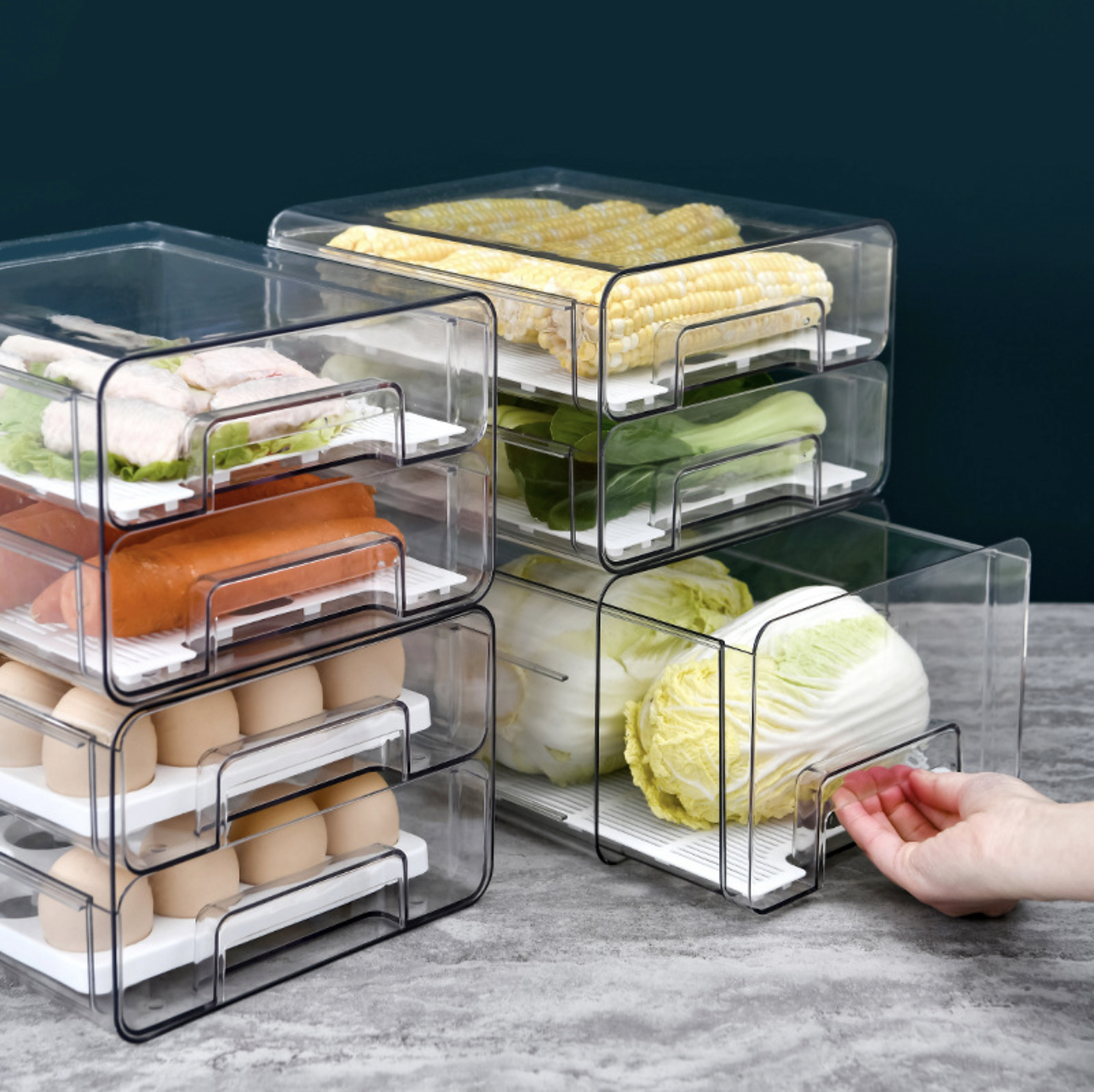 Žhavý výprodej Moderní obdélníkový plášť Plastové šperky Kosmetické pouzdro na masku Úložný box Přenosný make-up organizér Vstřikování Transparent