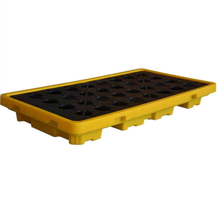 Bezpečnostní paleta pro průmysl, 4-sudová, z polyetylenové slip sheet, pro prevenci a kontrolu rozlití, pro sudy s chemickým olejem, 4cestný vstup