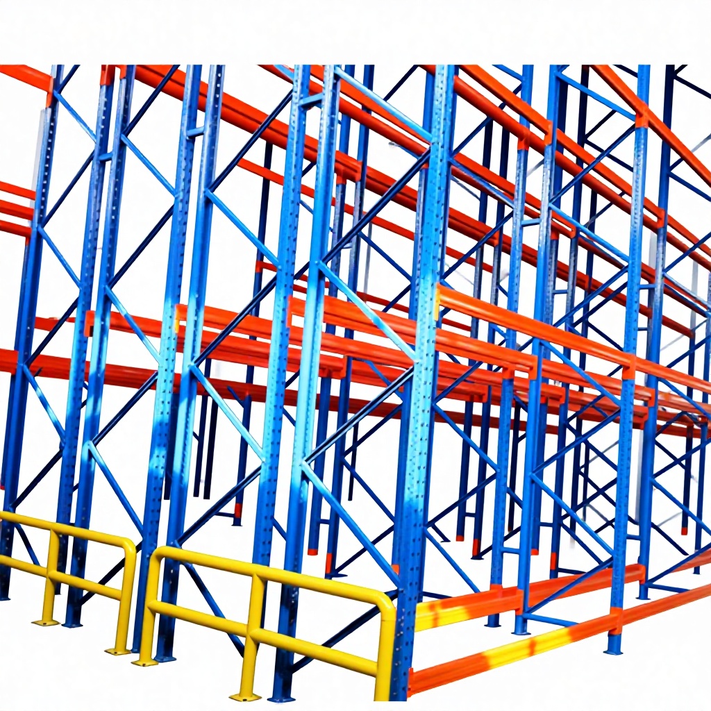 Topeasy Heavy Duty Steel Selective Paletový Regálový Systém s Dvojitou Hloubkou Výškově Nastavitelnou Modrooranžovou Pro Sklad