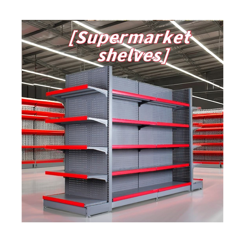 Supermarket Regale Ocelový dřevěný supermarketový regál Maloobchodní prodejna Kosmetické police se skříňkami Supermarketový displejový regál