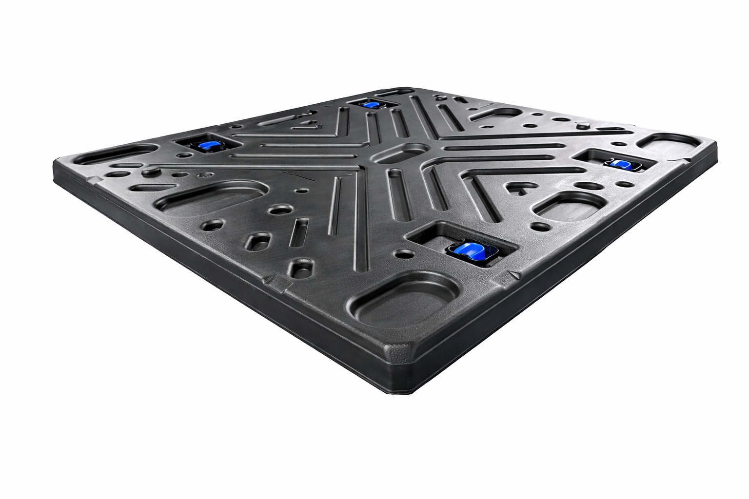 Stohovatelná plastová krabice z HDPE s víkem pro průmyslové skladování, 4stranná manipulace