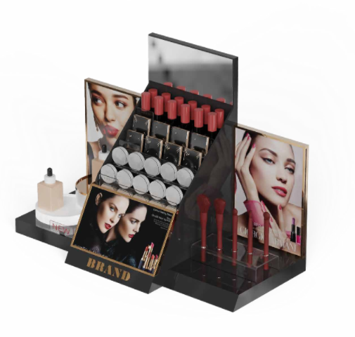 YIIAO Velkoobchodní akrylové rekvizity na vystavení kosmetiky s držákem na rtěnku pro make-up Palette Island Beauty Stores Mall