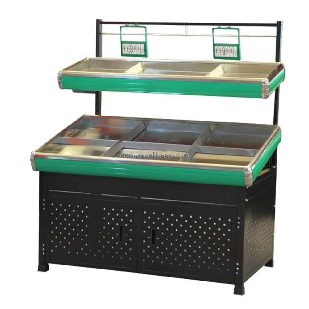 RH-VF-D02 1500*900*1800mm Supermarket Fruit Vegetable Display Rack Double Layer Vegetable Storage Rack