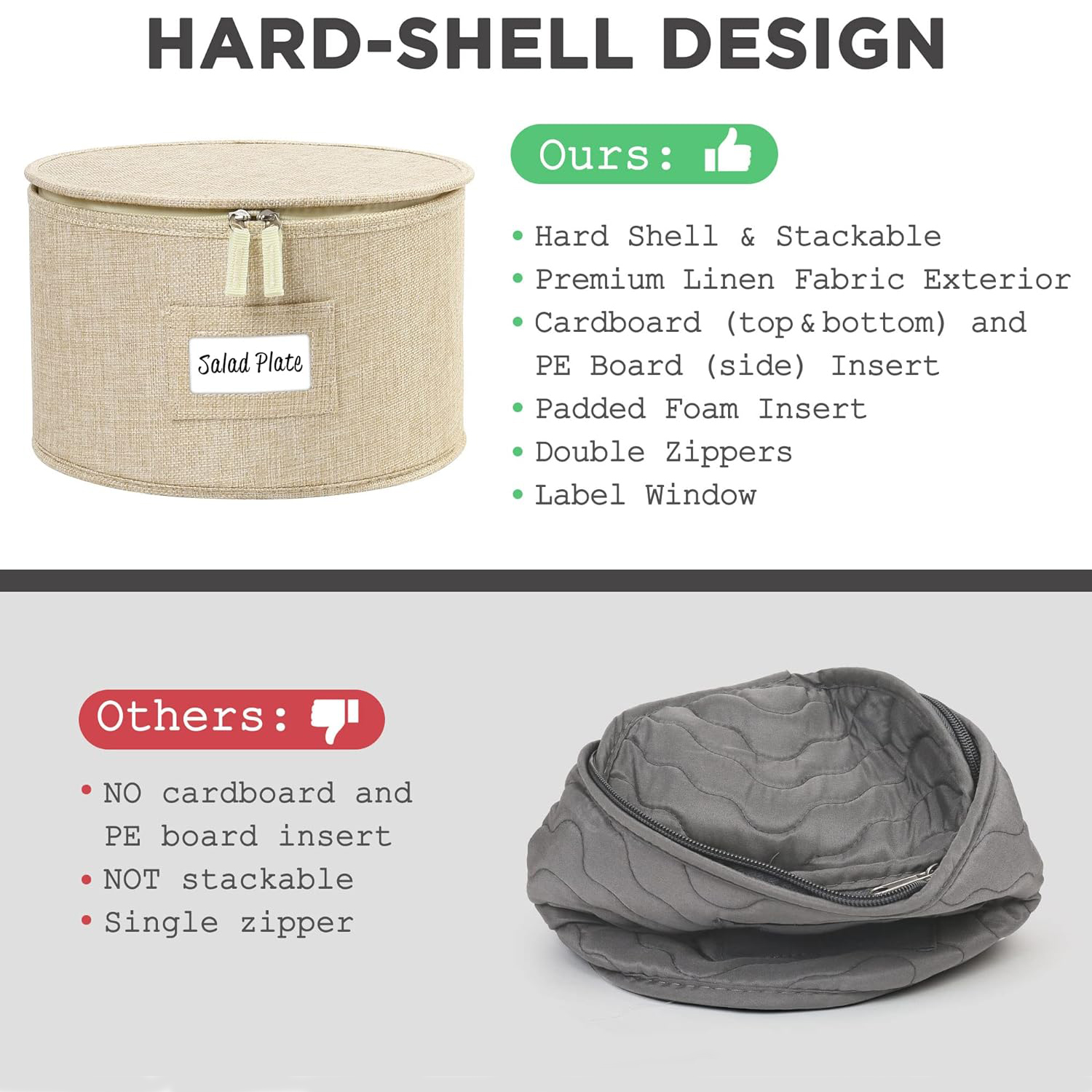 Hard Shell China Storage Containers Dish Storage Box Stackable Dinnerware Plate Organizer Bins