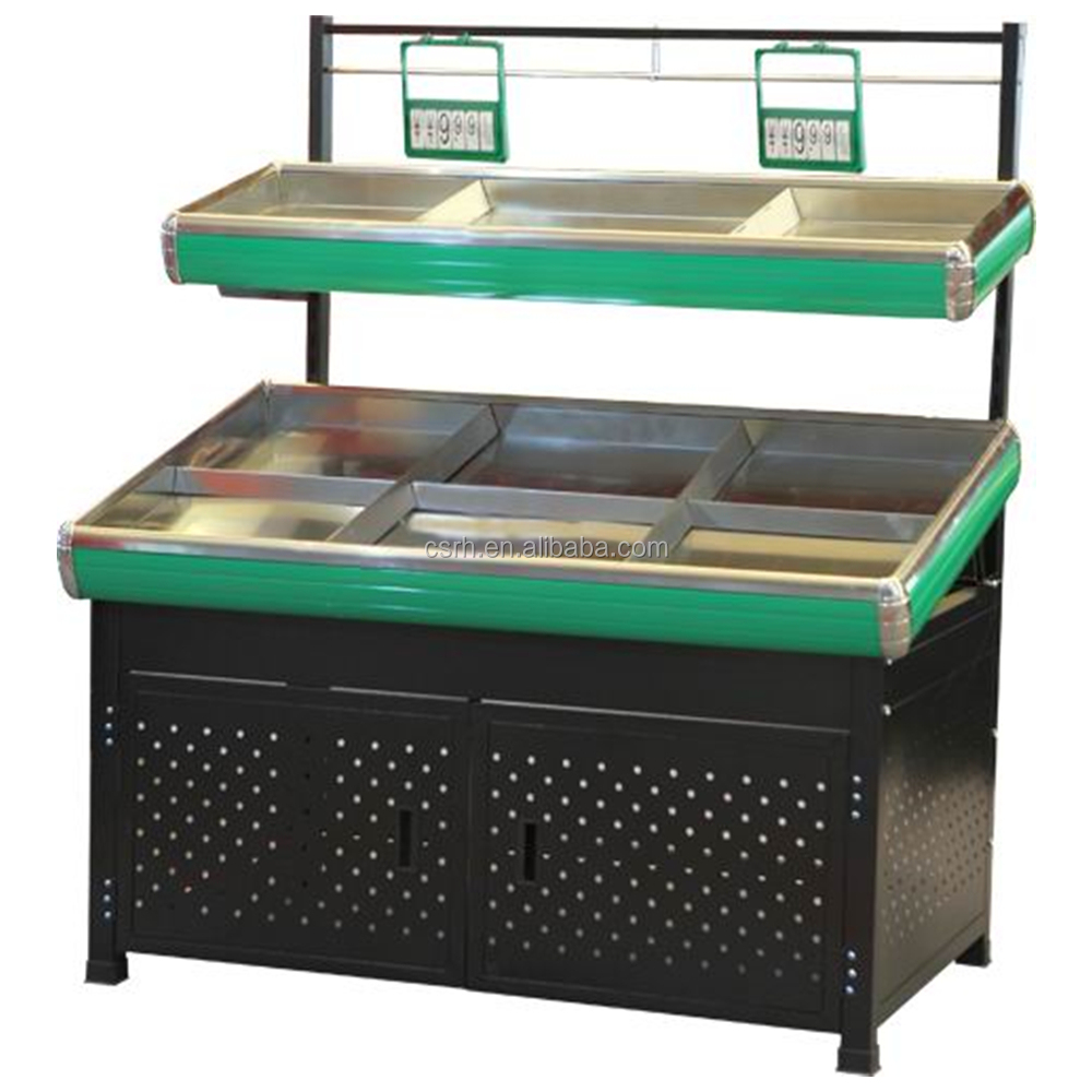 RH-VF-D02 1500*900*1800mm Supermarket Fruit Vegetable Display Rack Double Layer Vegetable Storage Rack