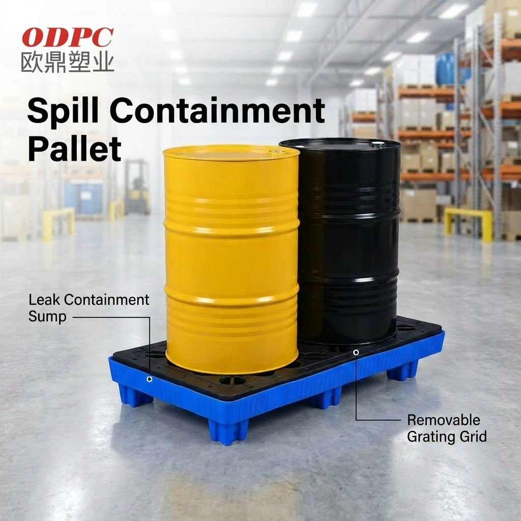 ODPC Heavy Duty 4 Sudová zachytávací paleta s vypouštěcí zátkou, nepropustná zátka na rozlité kapaliny pro skladování ropných chemikálií