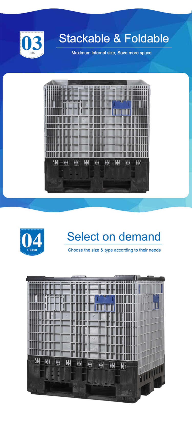 Plastic Pallet Bin Heavy Duty Stackable Container for Industrial Storage Warehouse and Material Handling